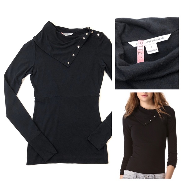 Diane Von Furstenberg Tops - Diane von Furstenberg snap turtleneck top black